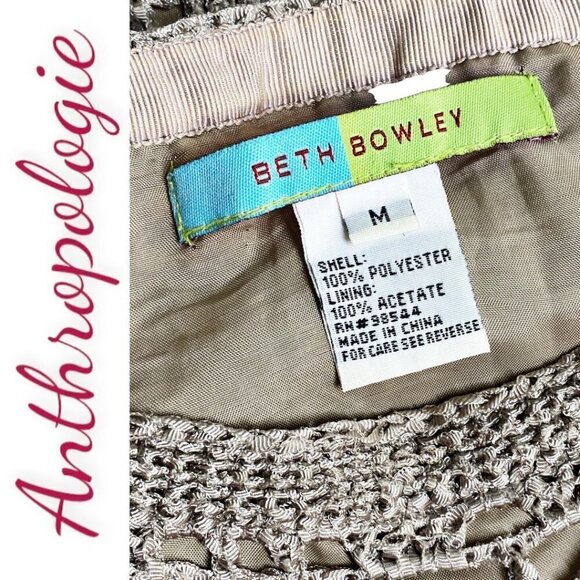 ANTHROPOLOGIE BETH BOWLEY Open Knit Nude Crochet Pencil Skirt, Size Medium - Picture 4 of 7